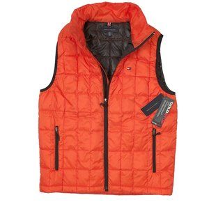 NEW $159 Tommy Hilfiger Puffer Vest! Orange With Tommy Flag Quilted Lightweight